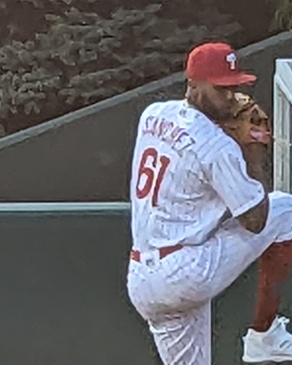 Cristopher Sanchez in his pitching delivery for the Philadelphia Phillies in 2023.