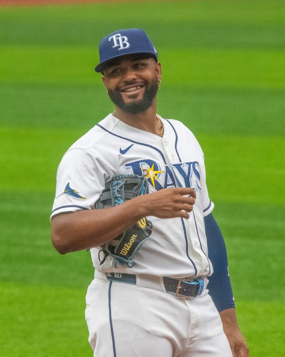 Junior Caminero in a Tampa Bay Rays uniform in 2026.