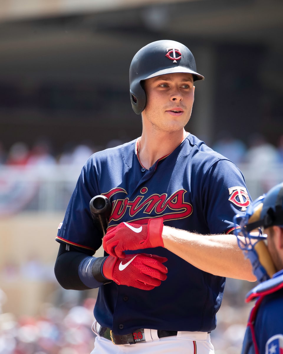 Max Kepler at the plate in a Minnesota Twins uniform in 2019.