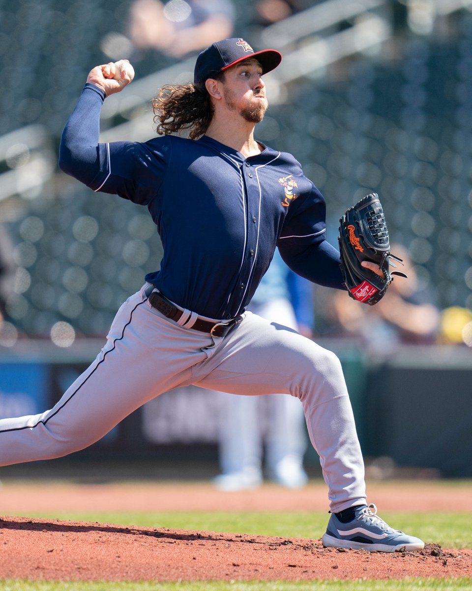 Michael Lorenzen pitching during a minor league rehab start in April 2023.