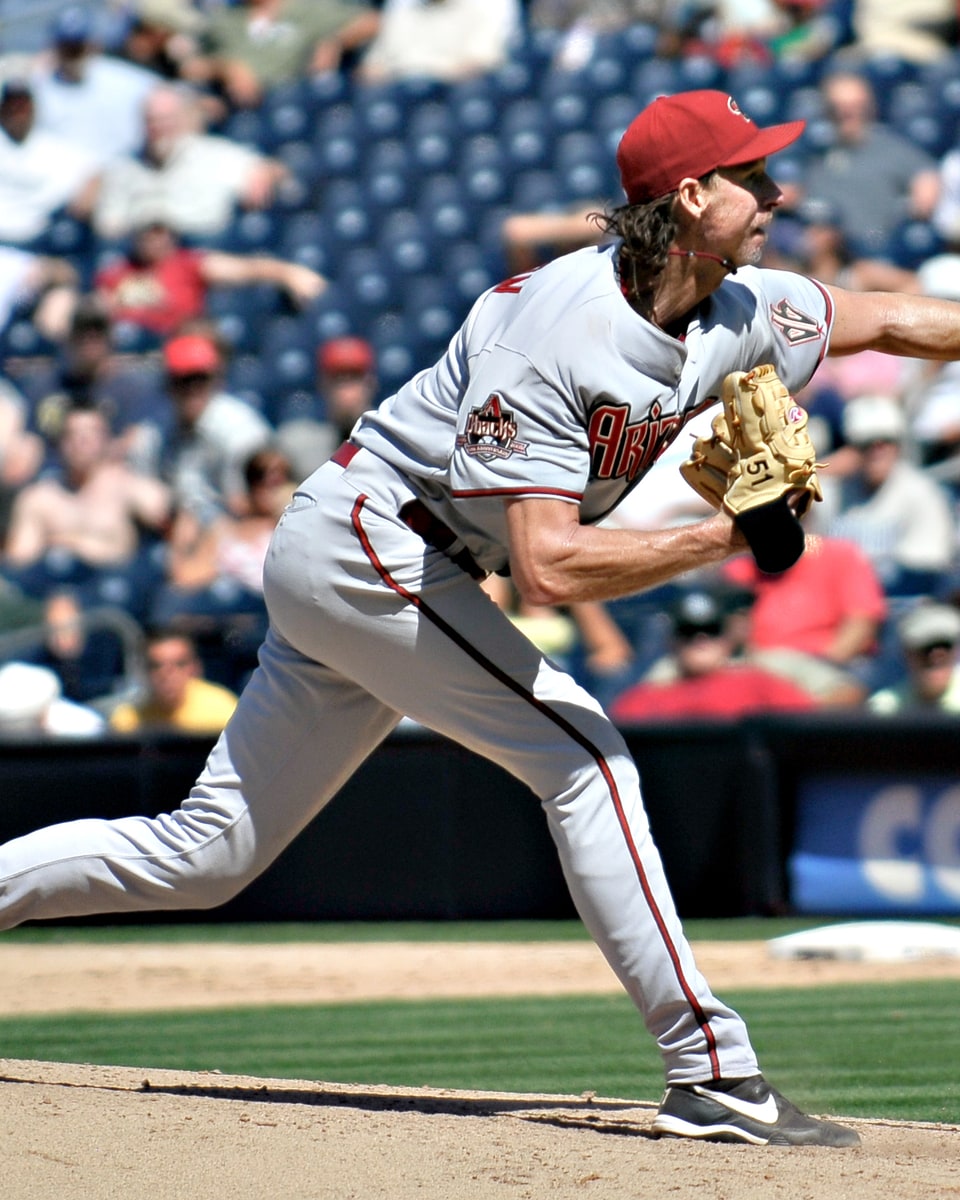 Randy Johnson pitching for the Arizona Diamondbacks in 2008.
